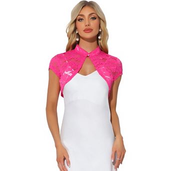 Women's Lace Cardigan Stand Collar Short Elegant Shrug