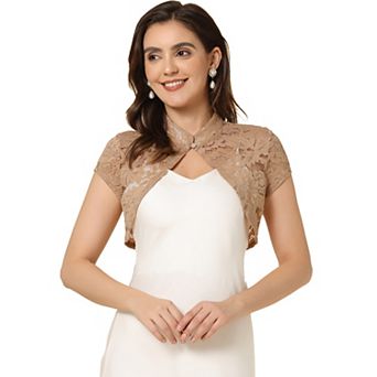 Women's Lace Cardigan Stand Collar Short Elegant Shrug