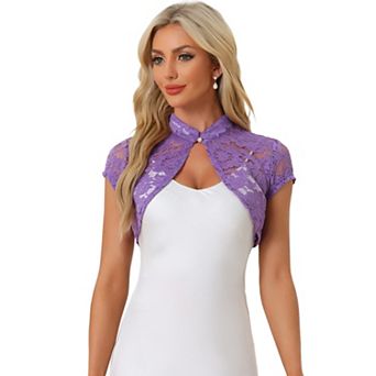 Women's Lace Cardigan Stand Collar Short Elegant Shrug
