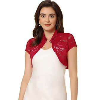 Women's Lace Cardigan Stand Collar Short Elegant Shrug