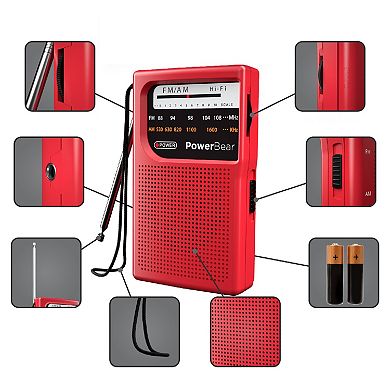 Powerbear Portable Radio Long-range 2aa Battery Operation For Indoor/outdoor Emergency Use