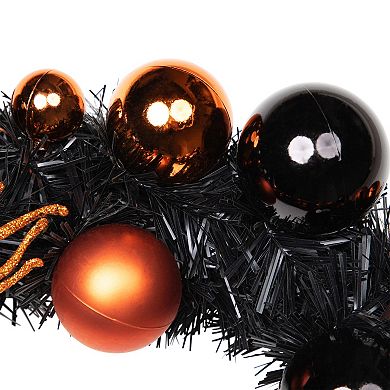Orange Spiders and Ornaments Halloween Wreath 18-Inch Unlit