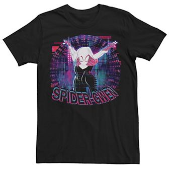 Big & Tall Marvel Spiderman Across The Spider Verse Spider Gwen Glitchy Poster Graphic Tee