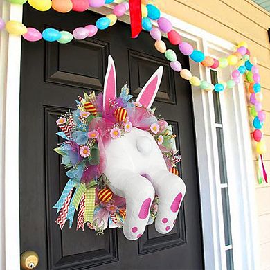 Colorful Easter Rabbit Wreath Garlands, 40 CM Front Door or Wall Hanging Oranments - Party Decor
