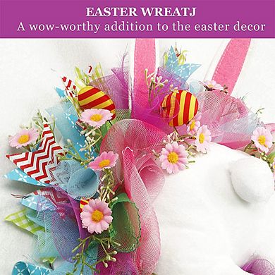 Colorful Easter Rabbit Wreath Garlands, 40 CM Front Door or Wall Hanging Oranments - Party Decor