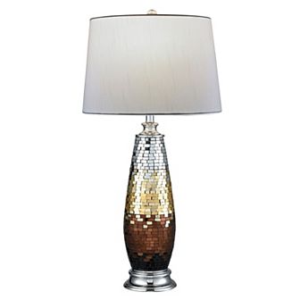 30.5" Brown and Silver Contemporary Glass Table Lamp
