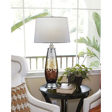 30.5" Brown and Silver Contemporary Glass Table Lamp