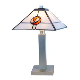16.75" Silver and Gray Mack Rose Tiffany Table Lamp