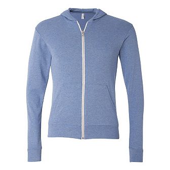 BELLA + CANVAS Triblend Lightweight Full-Zip Hooded Long Sleeve Tee