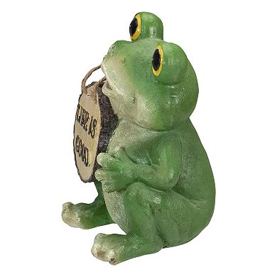 9" Green 'Life is Good' Frog Outdoor Garden Statue