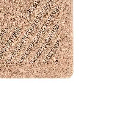 Knightsbridge Diagonal Racetrack 100% Cotton Reversible Bath Rug