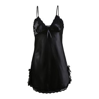 Women's Nightgown Satin Lace Trim Sleepwear Pajama Dress