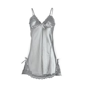 Women's Nightgown Satin Lace Trim Sleepwear Pajama Dress