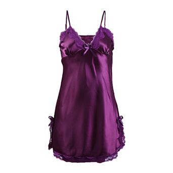 Women's Nightgown Satin Lace Trim Sleepwear Pajama Dress
