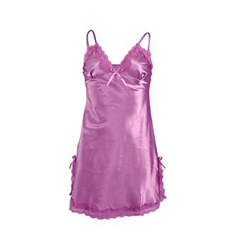 Women's Nightgown Satin Lace Trim Sleepwear Pajama Dress