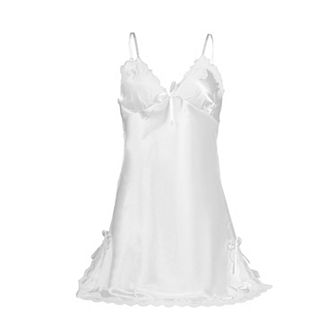 Women's Nightgown Satin Lace Trim Sleepwear Pajama Dress