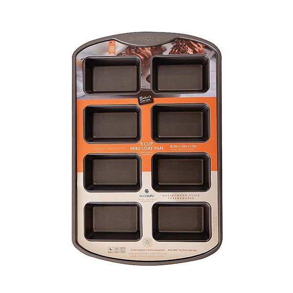 Baker's Secret Nonstick 8 Cup Mini Loaf Pan 1.6"x10"x15.5" Classic Line Carbon Steel