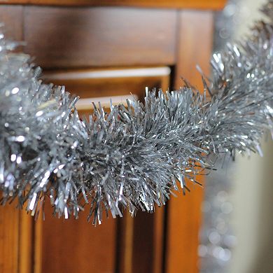 50' x 2.5" Silver Christmas Foil Tinsel Garland - Unlit
