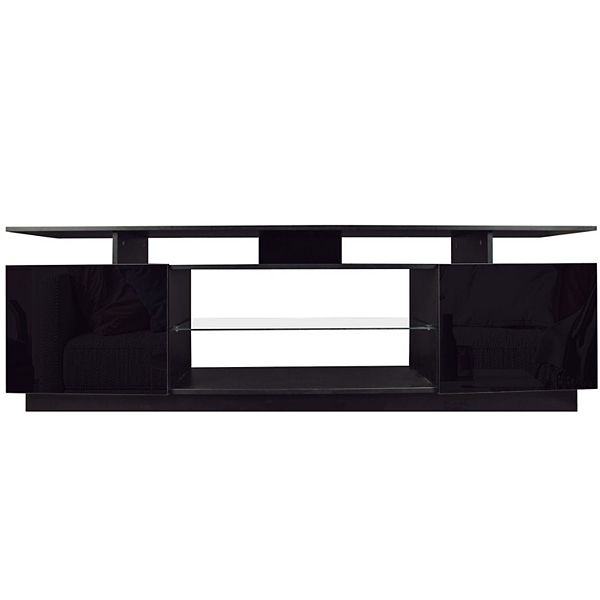 FC Design Black TV Stand for 80 Inch TV Stands, Media Console