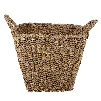 Set Of 3 Brown And Beige Square Basket With Handles  13"
