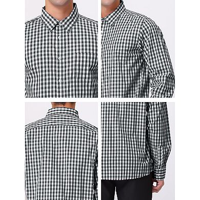 Men's Plaid Button Down Long Sleeves Dress Checkered Shirts