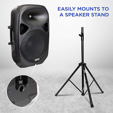 LyxPro 15" Battery Powered PA Speaker System, Portable Active Bluetooth Speaker w/Equalizer