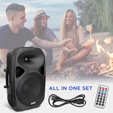 LyxPro 15" Battery Powered PA Speaker System, Portable Active Bluetooth Speaker w/Equalizer