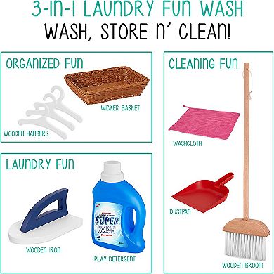 Lil’ Jumbl Kids Washer and Dryer Playset, Wooden Pretend Laundry Play Set for Kids