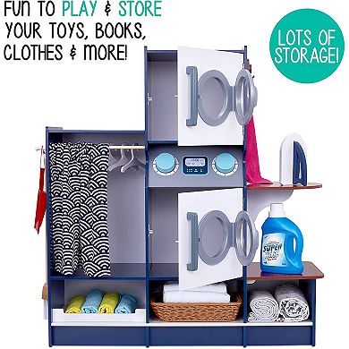Lil’ Jumbl Kids Washer and Dryer Playset, Wooden Pretend Laundry Play Set for Kids