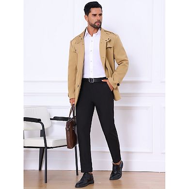 Men's Winter Trench Coat Stand Collar Double Breasted Coats