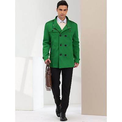 Men's stand collar pea coat deals