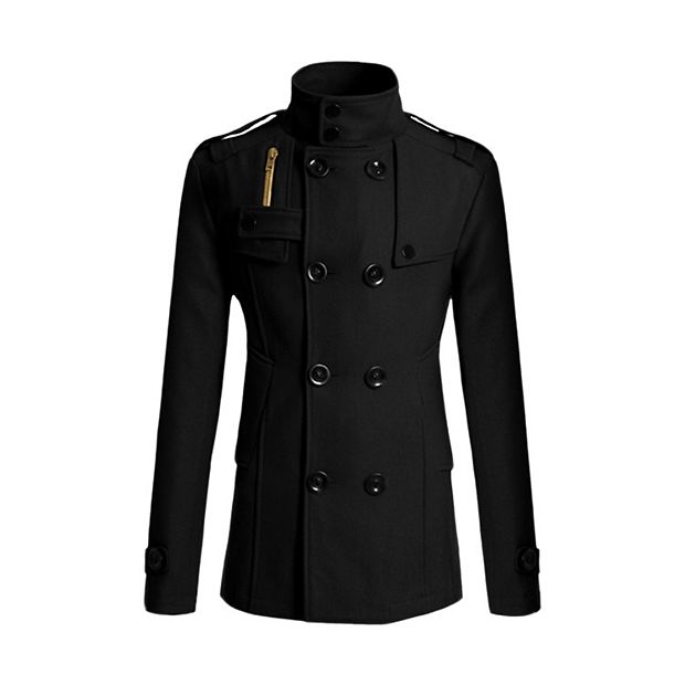 Men's Winter Trench Coat Stand Collar Double Breasted Coats