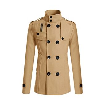 Men's Winter Trench Coat Stand Collar Double Breasted Coats