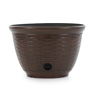 Liberty Garden 100 Foot Wicker High Density Resin Water Hose Storage Pot, Bronze