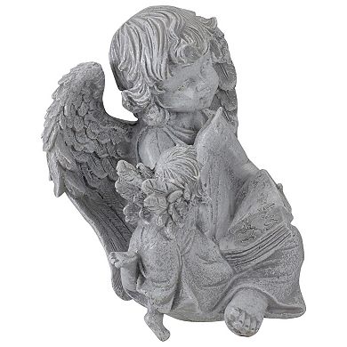 8.25" Reading Angels with Book Outdoor Garden Statue