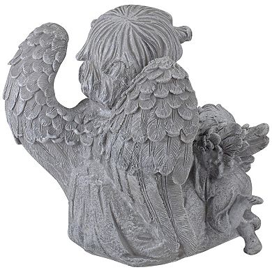 8.25" Reading Angels with Book Outdoor Garden Statue