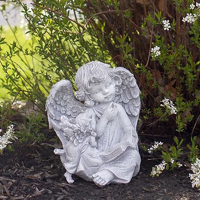 8.25" Reading Angels with Book Outdoor Garden Statue