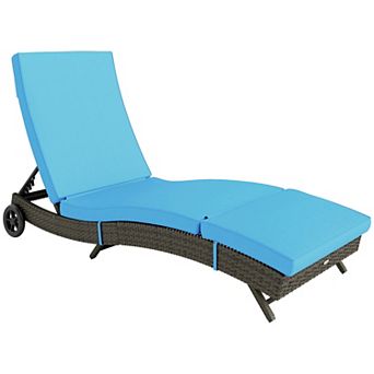 Outsunny Chaise Lounge Chair, Outdoor PE Rattan Sun Lounger