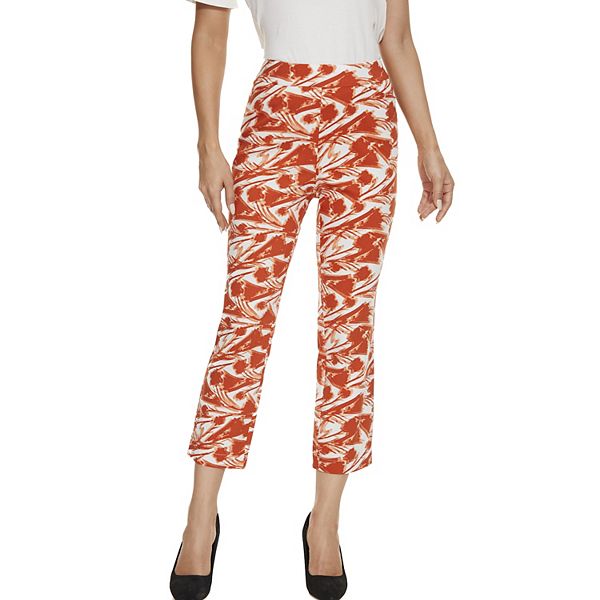 FC Design Floral Orange Womens Capri Pants High Waisted Capris for