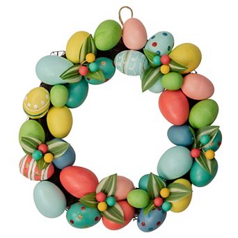Colorful Easter Egg Wreath 14-Inch Unlit