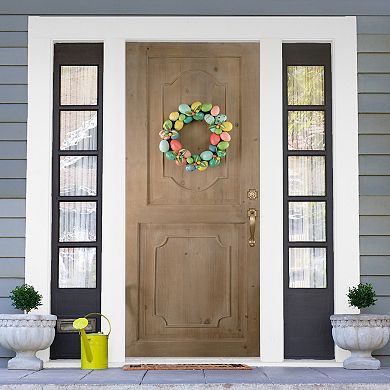 Colorful Easter Egg Wreath 14-Inch Unlit
