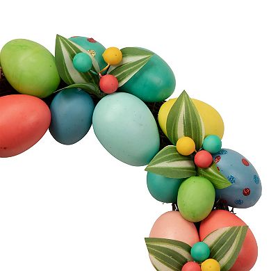 Colorful Easter Egg Wreath 14-Inch Unlit