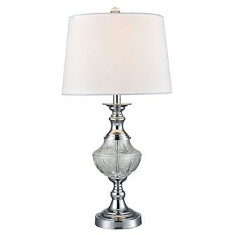 25.5" White and Silver Contemporary Crystal Table Lamp