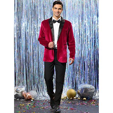 Men's Velvet Blazer One Button Party Prom Tuxedo Dinner Suit Jacket
