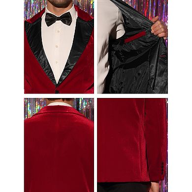 Men's Velvet Blazer One Button Party Prom Tuxedo Dinner Suit Jacket