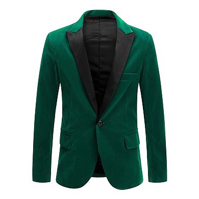 Men's Velvet Blazer One Button Party Prom Tuxedo Dinner Suit Jacket