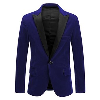 Men's Velvet Blazer One Button Party Prom Tuxedo Dinner Suit Jacket