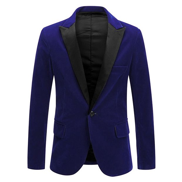 Men's Velvet Blazer One Button Party Prom Tuxedo Dinner Suit Jacket