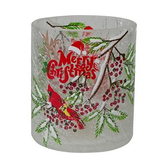 2.75-Inch Cardinal and Pine Hand Painted Flameless Christmas Candle Holder