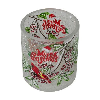 2.75-Inch Cardinal and Pine Hand Painted Flameless Christmas Candle Holder